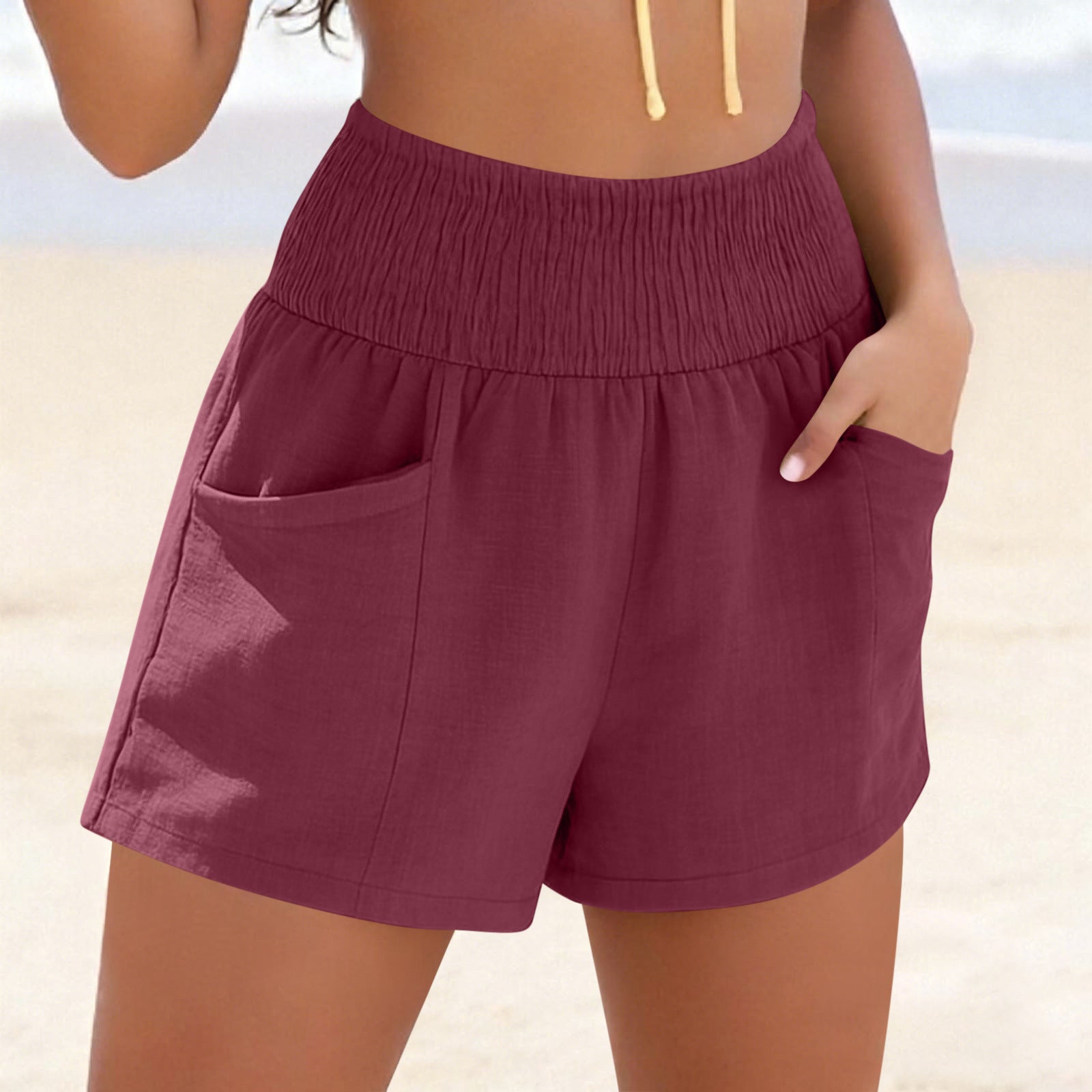Drawstring Pocket Loose Casual Women's Beach Shorts