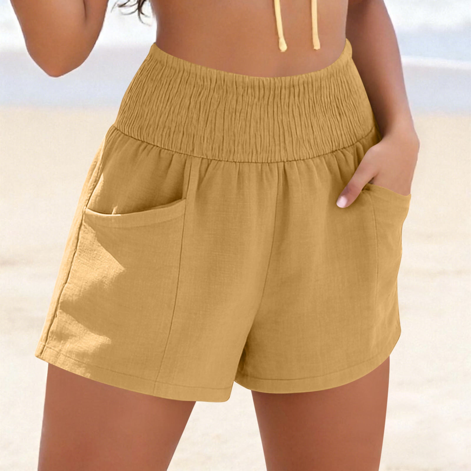 Drawstring Pocket Loose Casual Women's Beach Shorts