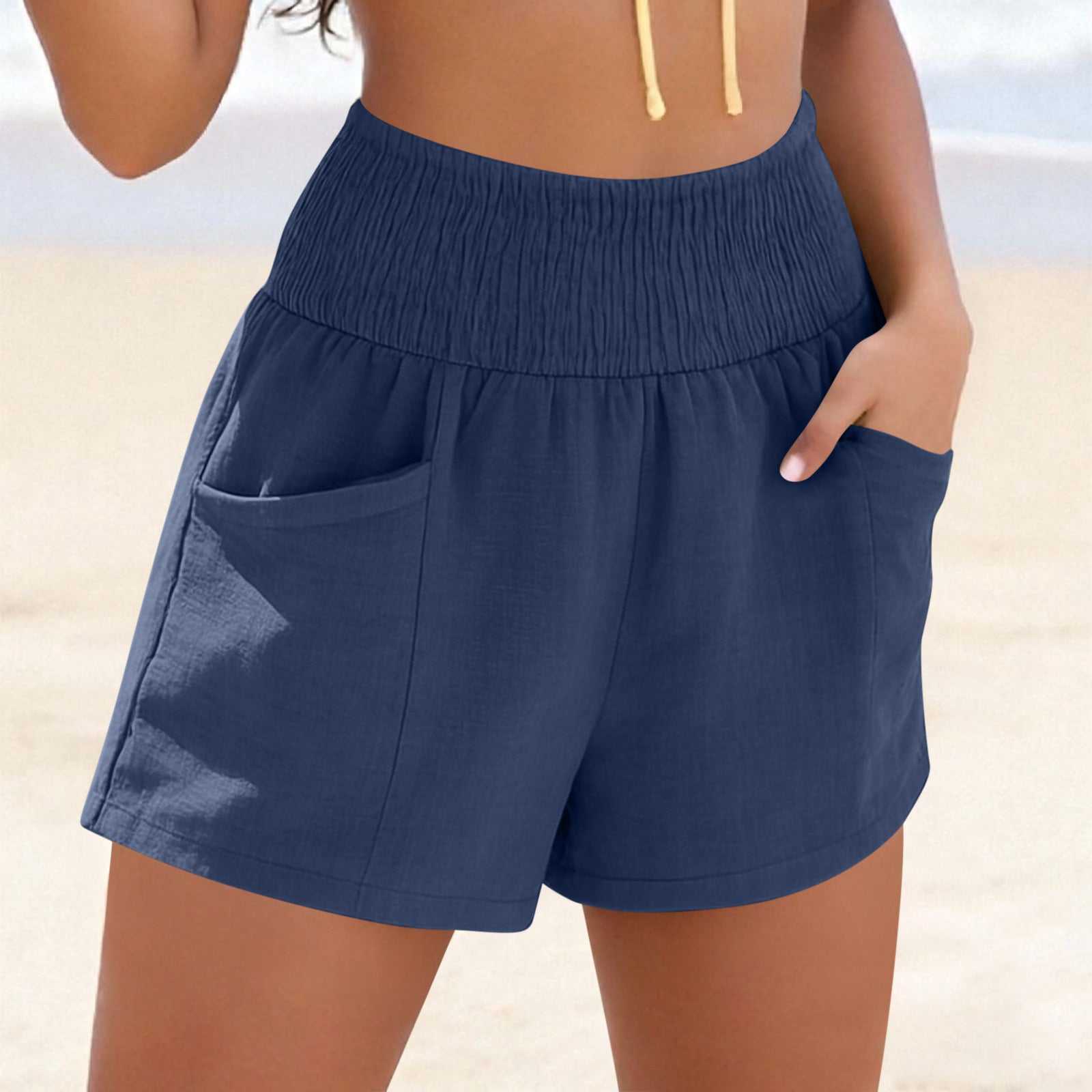 Drawstring Pocket Loose Casual Women's Beach Shorts