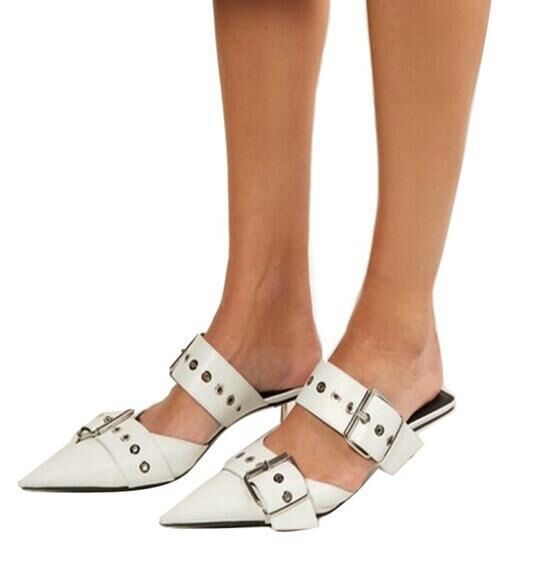 Metal buckle high heels