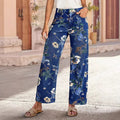 Retro Print Loose Wide-leg Denim Jeans Women